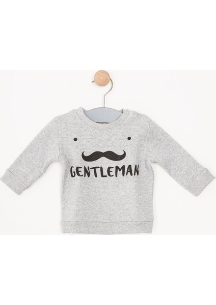 Erkek Bebek Sweatshirt Gri Melanj