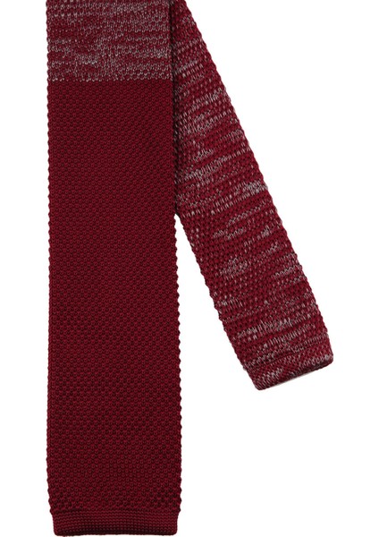 Bordo Yarım Kırçıllı Örgü Kravat 8189