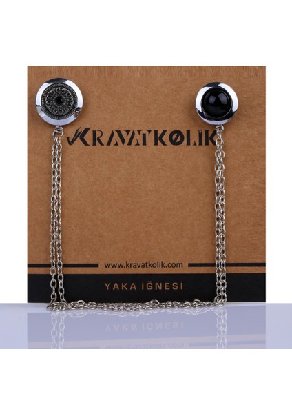 Zincirli Taşlı Yaka İğnesi Broş Yı90