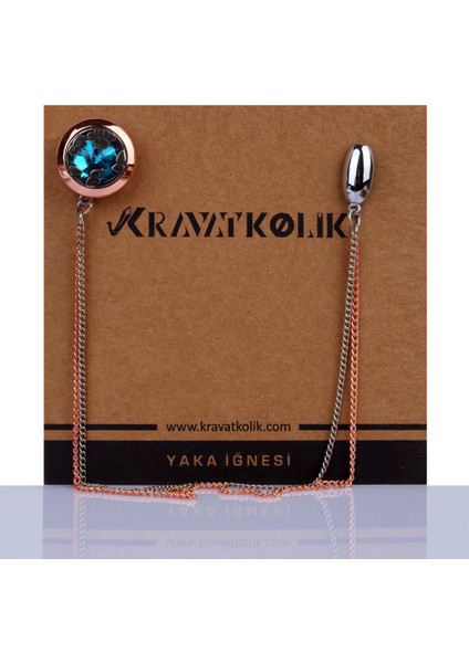 Zincirli Taşlı Yaka İğnesi Broş Yı91
