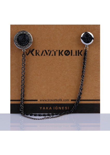 Zincirli Taşlı Yaka İğnesi Broş Yı93