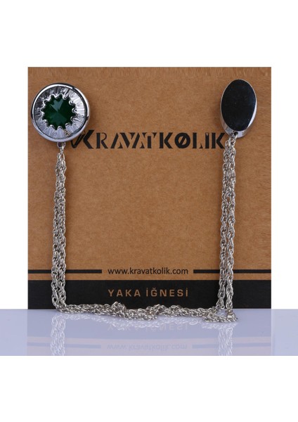 Zincirli Taşlı Yaka İğnesi Broş Yı94