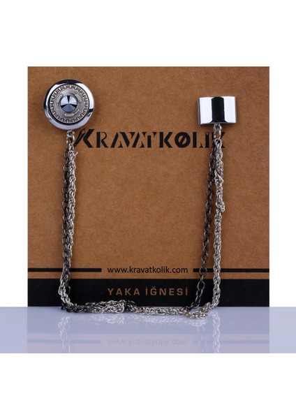 Zincirli Taşlı Yaka İğnesi Broş Yı95