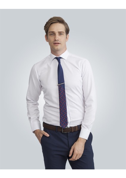 Modern Fit Armürlü Beyaz Erkek Gömlek fiyatları