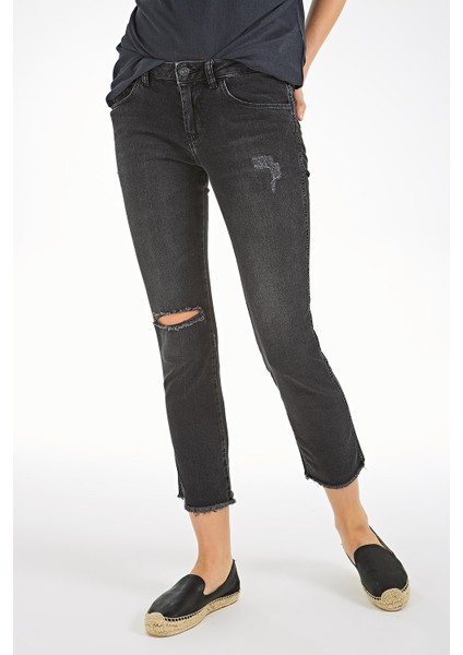 Kadın Harmony Black Gray Wash Jean Pantolon Siyah