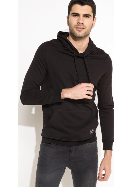 Erkek Kapşonlu Sweatshirt Siyah