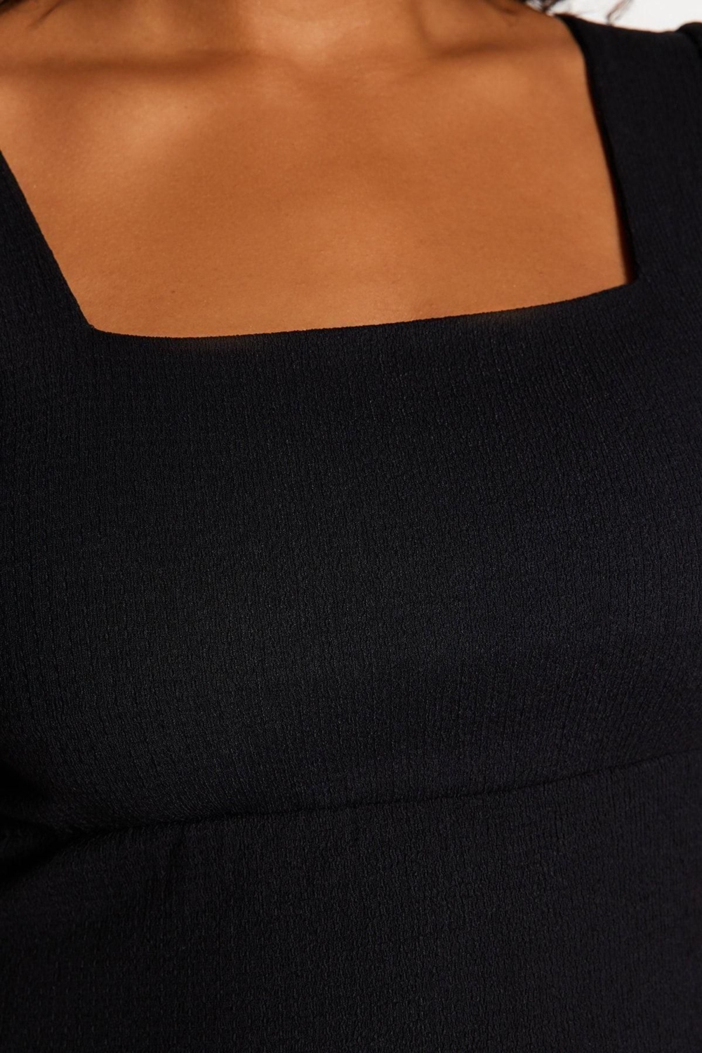 Moda Slim Casual Günlük Bürümcük Örme Kare Yaka Kısa Kol A-Line Midi Boy Büyük Beden Elbise