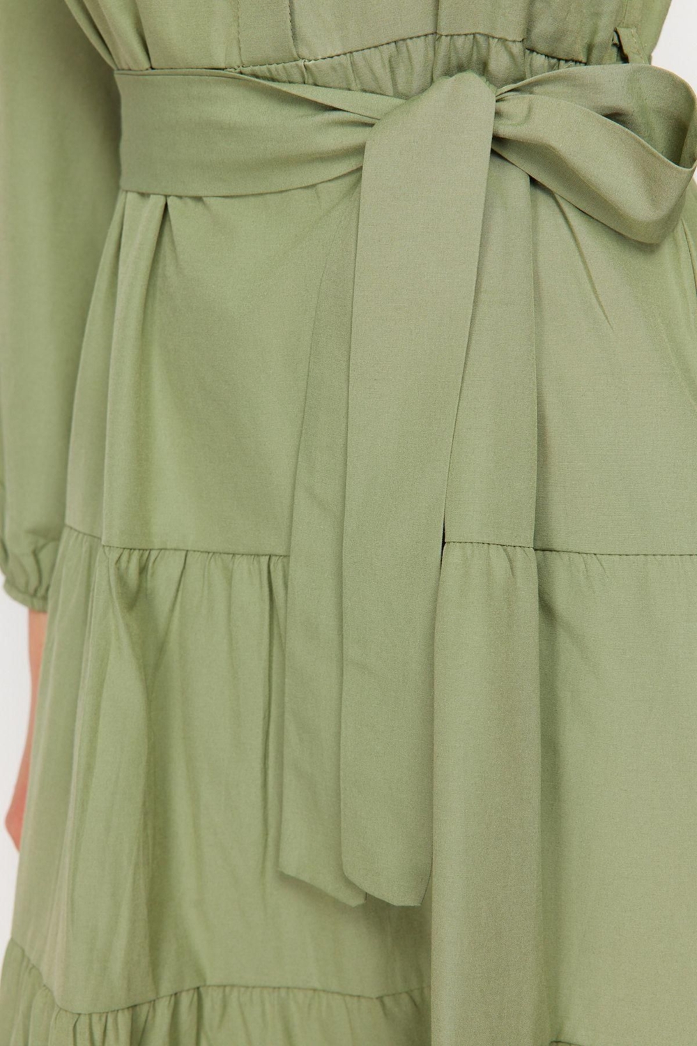 Moda Rahat Casual Günlük Terrycotton Dokuma Dik Yaka Uzun Kol Basic Maxi Boy Tesettür Elbise