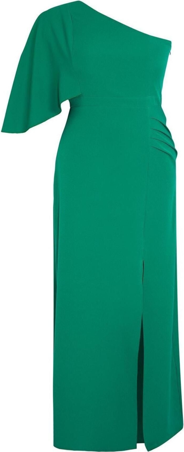 Moda Fit Şık Abiye Gece Finike Dokuma Asimetrik Yaka Kolsuz Kol A-Line Maxi Boy Büyük Beden Elbise