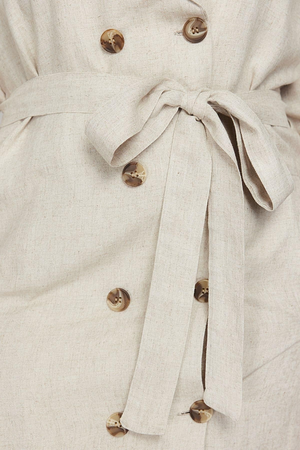 Moda Business Keten Görünümlü Dokuma Ceket Yaka Kısa Kol Ceket Elbise Midi Boy Büyük Beden Elbise