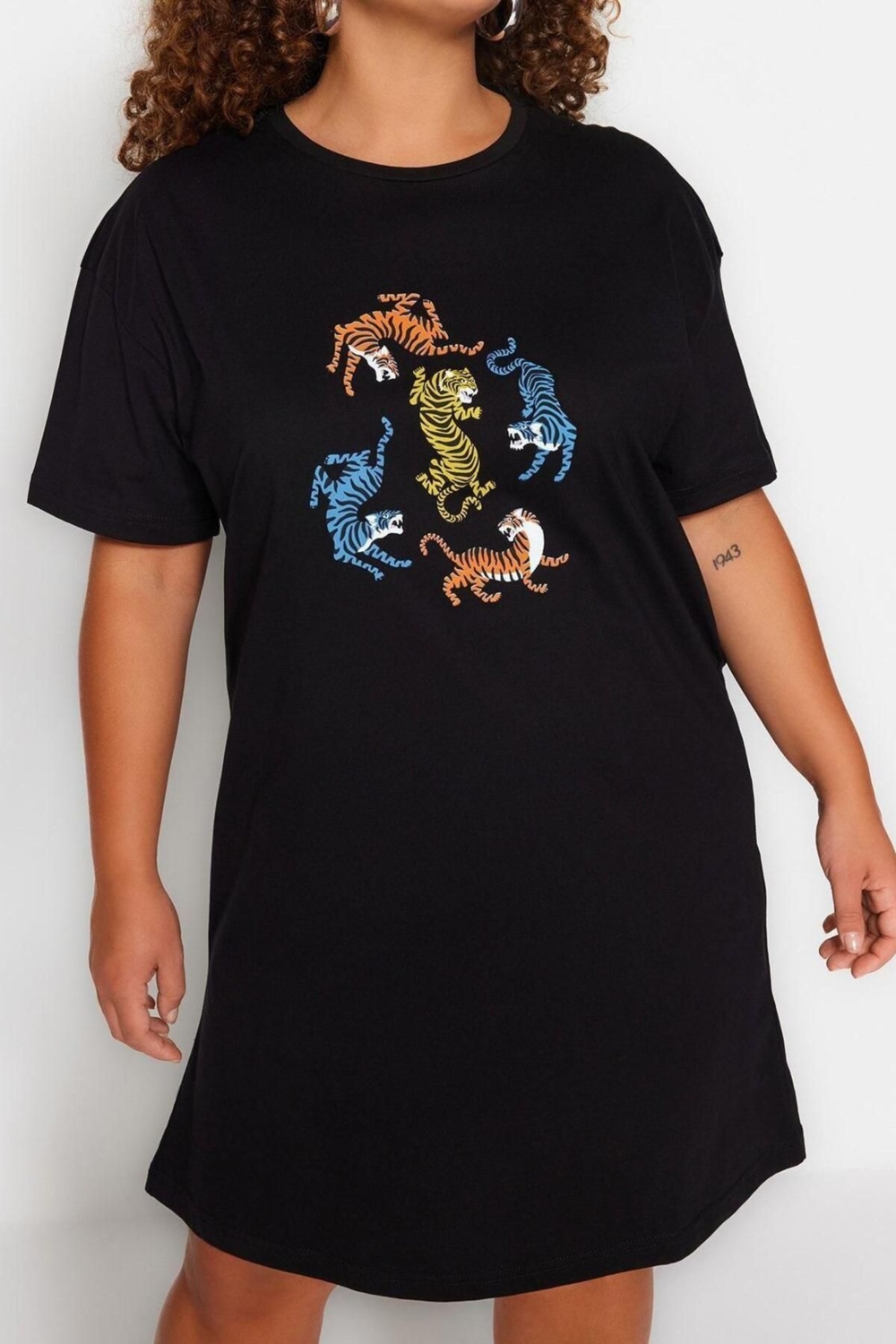Moda Rahat Günlük Süprem Örme Bisiklet Yaka Kısa Kol T-Shirt Elbise Mini Boy Büyük Beden Elbise