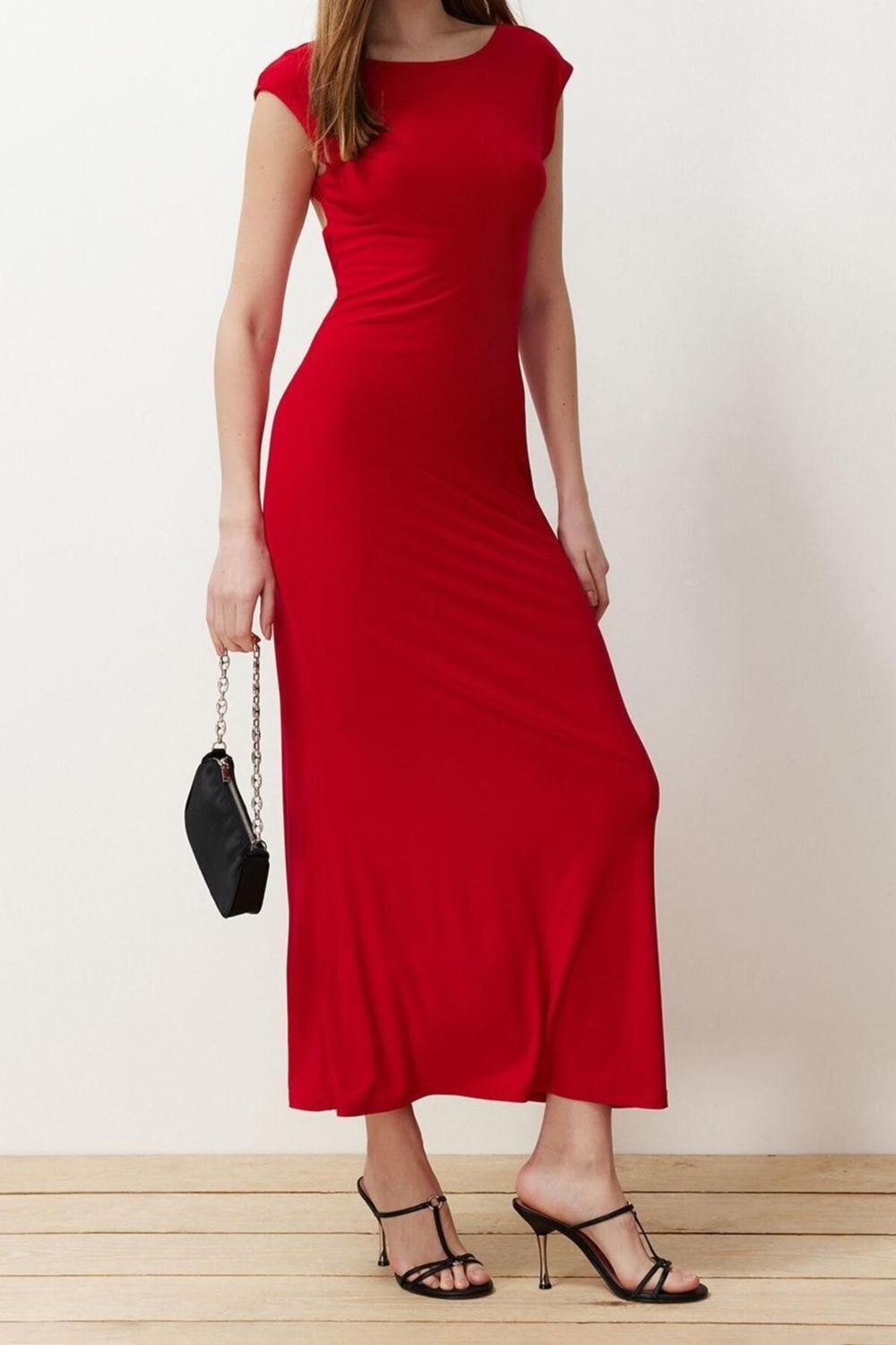 Yazlık Maxi Elbise Sırt Dekolteli Bodycon Örme Kumaş Trend Tasarım Dayanıklı Malzeme