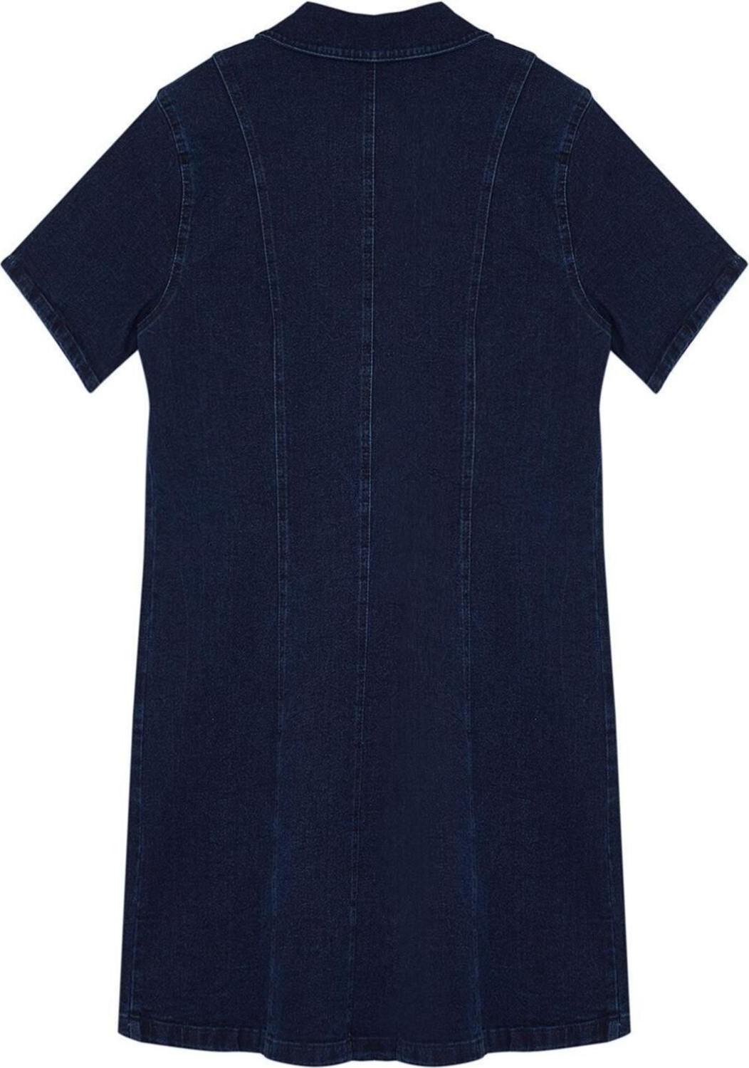 Moda Fit Casual Günlük Comfort Denim Gömlek Yaka Kısa Kol Bodycone Mini Boy Büyük Beden Elbise