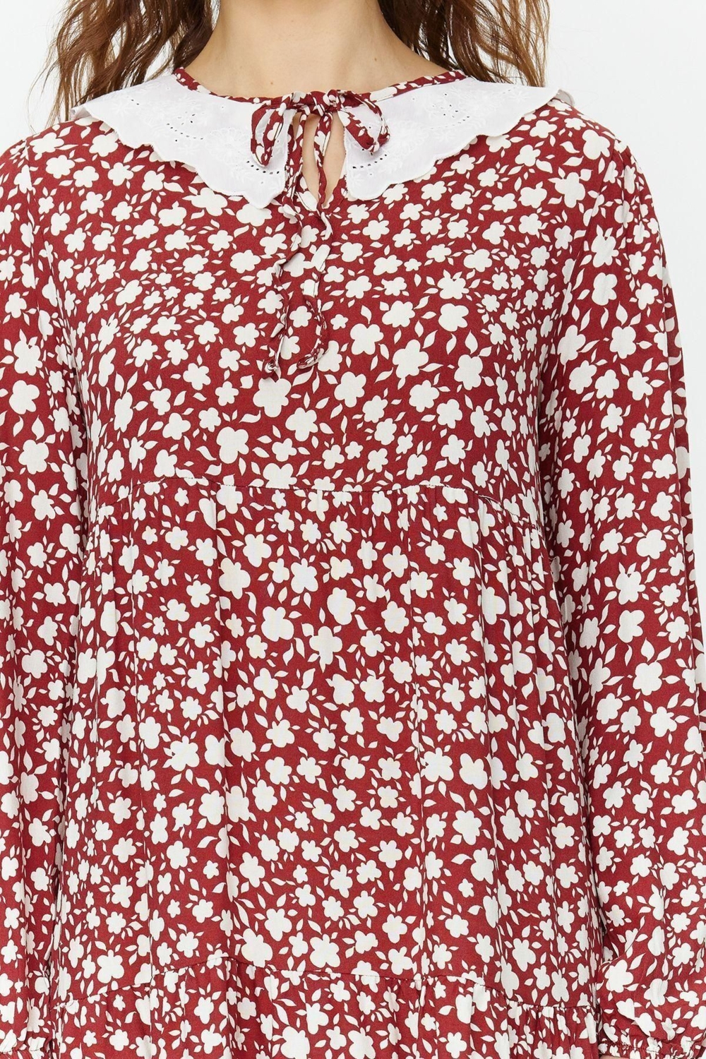 Moda Regular Casual Günlük Belmando Dokuma V Yaka Uzun Kol A-Line Midi Boy Tesettür Elbise