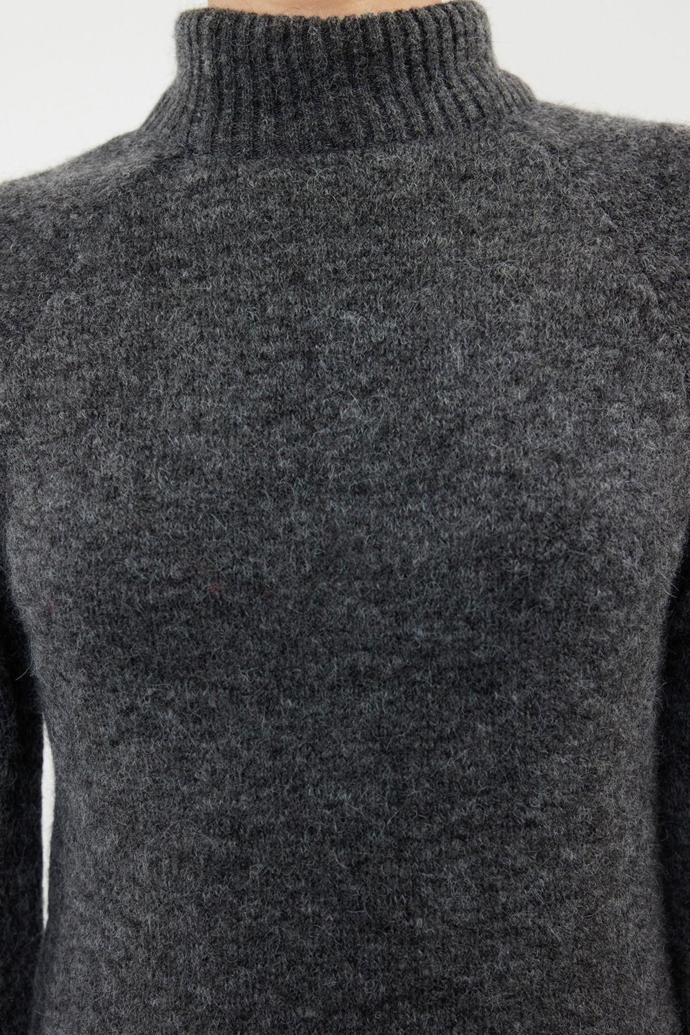 Moda Regular Casual Günlük Tek Plaka Triko Dik Yaka Uzun Kol Shift Mini Boy Elbise