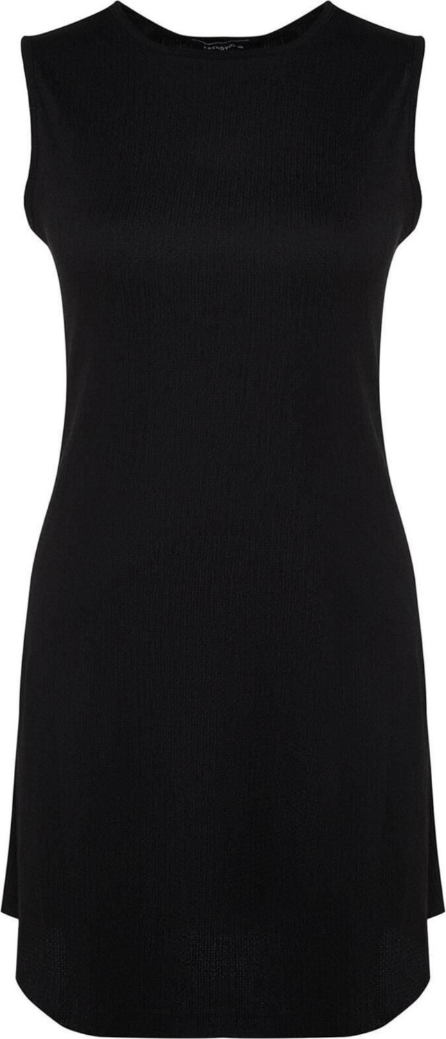 Moda Slim Casual Günlük Bürümcük Örme Bisiklet Yaka Kolsuz Kol A-Line Mini Boy Büyük Beden Elbise