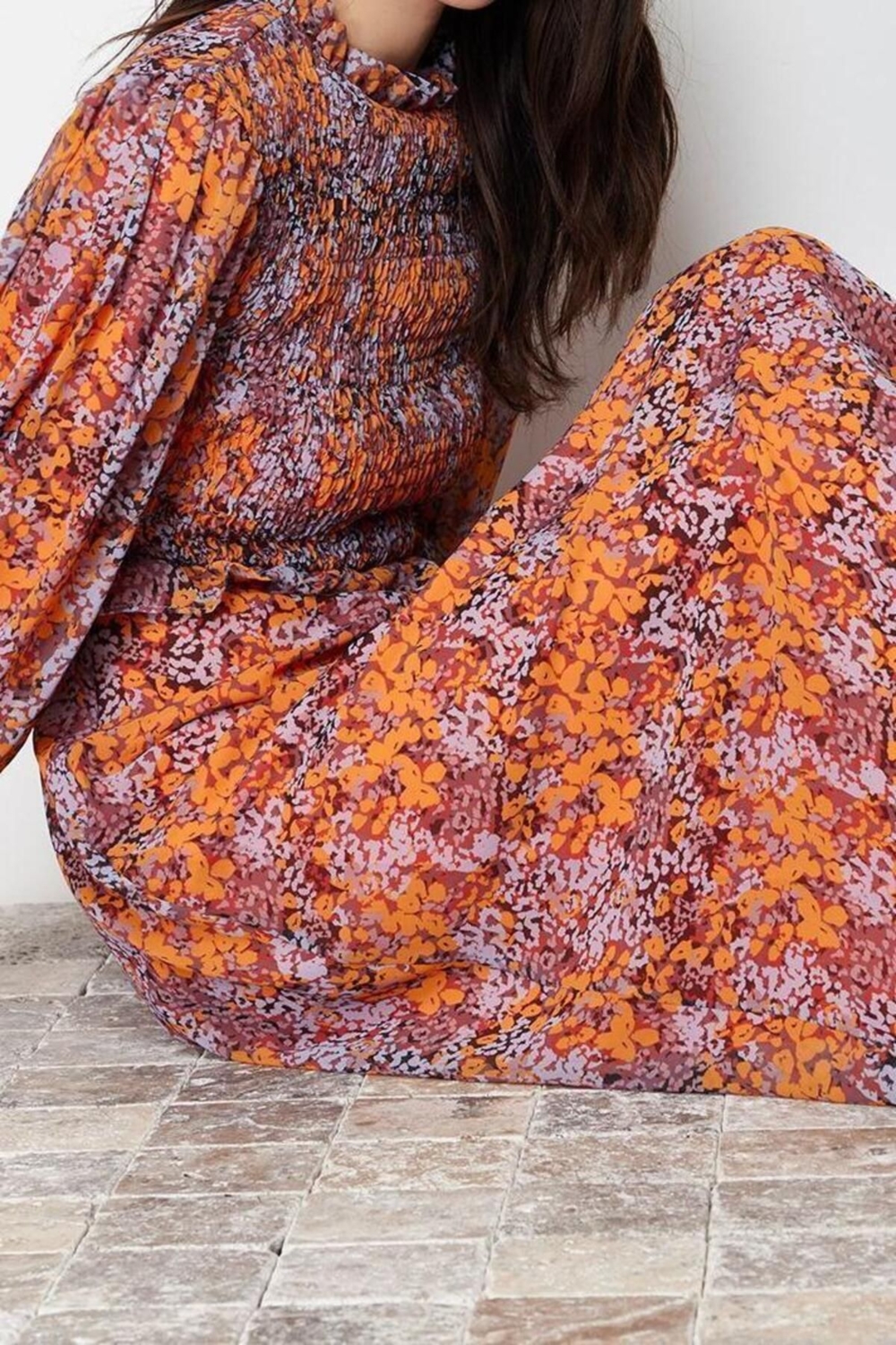 Moda Regular Casual Günlük Şifon Dokuma Dik Yaka Uzun Kol A-Line Maxi Boy Tesettür Elbise
