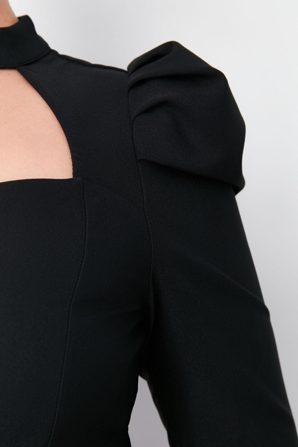 Moda Fit Kokteyl Finike Dokuma Dik Yaka Uzun Kol Anvelop Midi Boy Büyük Beden Elbise