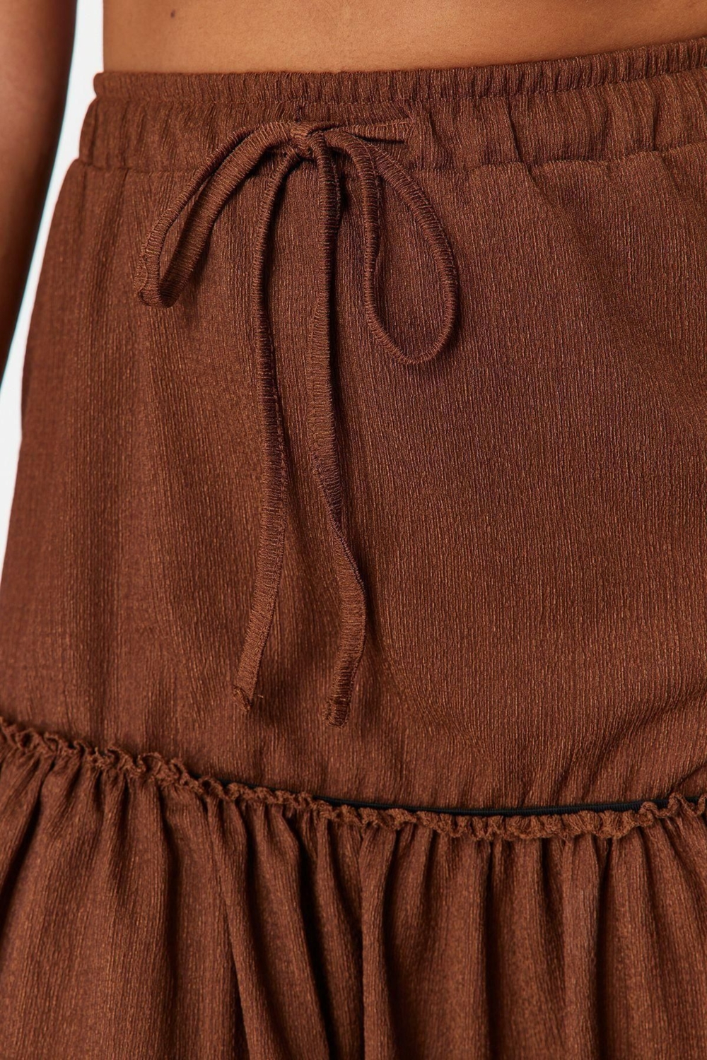 Moda Büyük Beden Regular Düz Desen Günlük Mini Boy Fırfırlı Mini Örme Etek