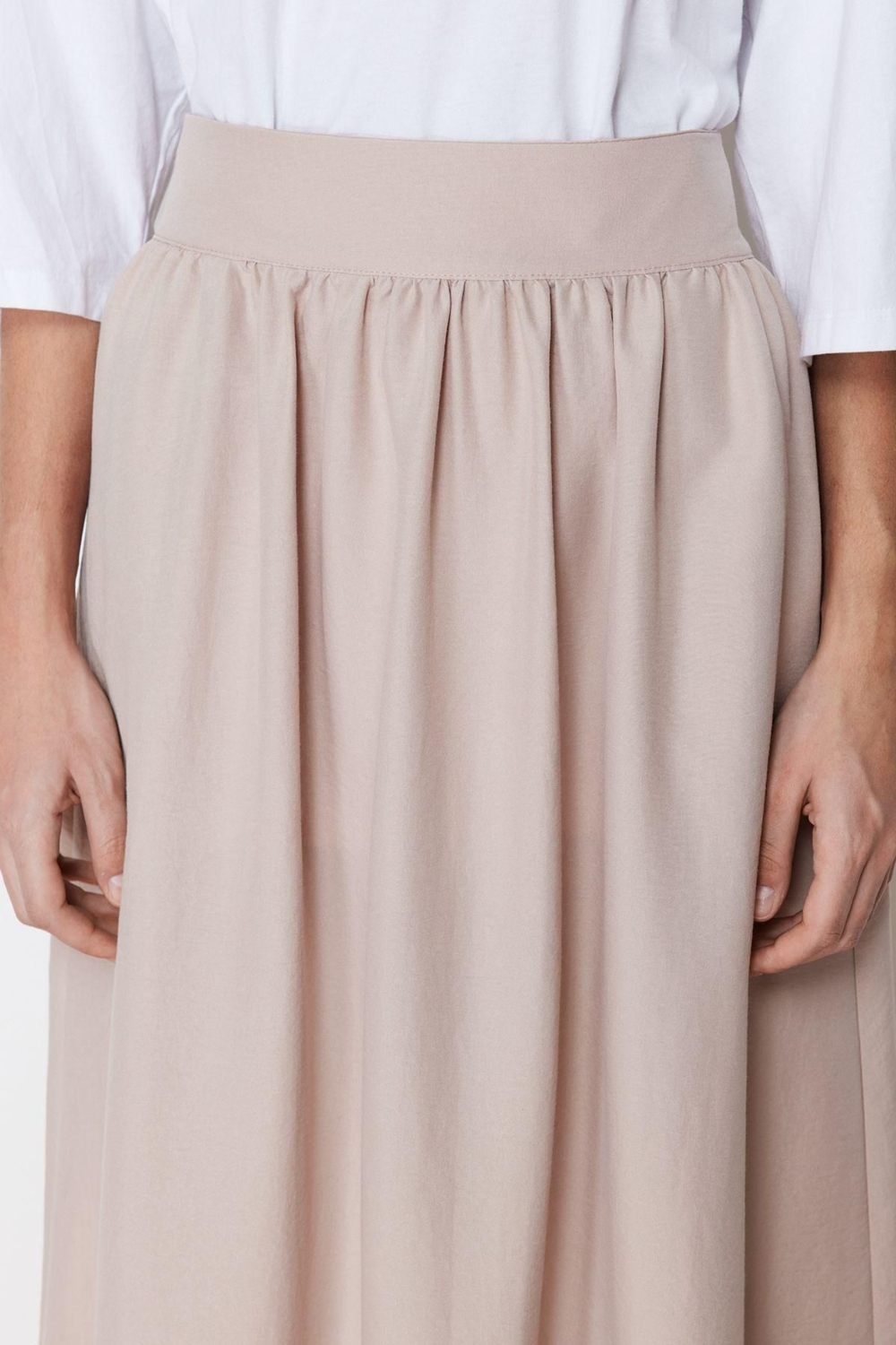 Moda Tesettür Regular Düz Desen Günlük Maxi Boy Düz Kloş Dokuma Etek