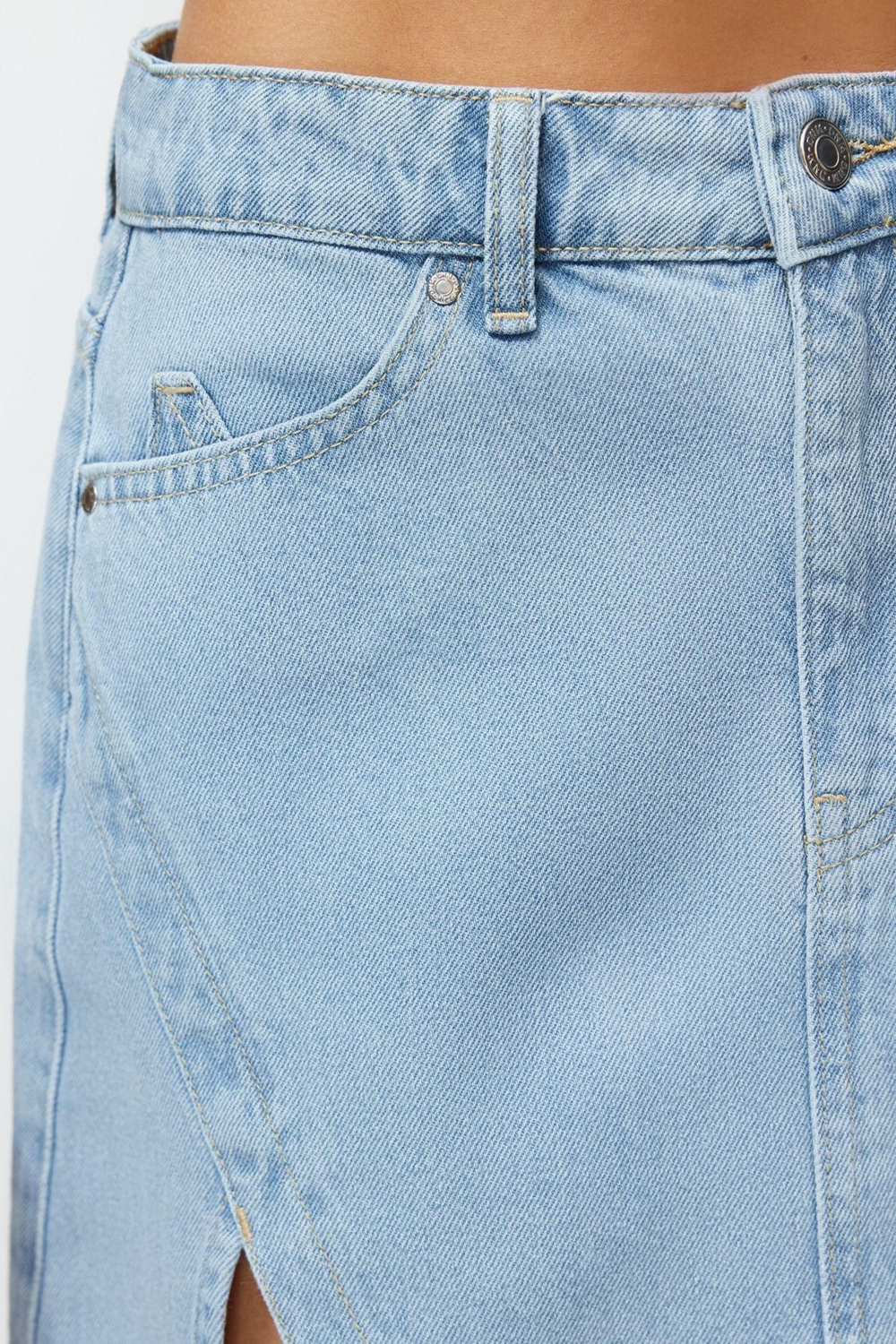 Kadın Denim Yırtmaçlı Mini Etek Pamuk Günlük Casual Kombinler Hafta Sonu Dayanıklı Malzeme
