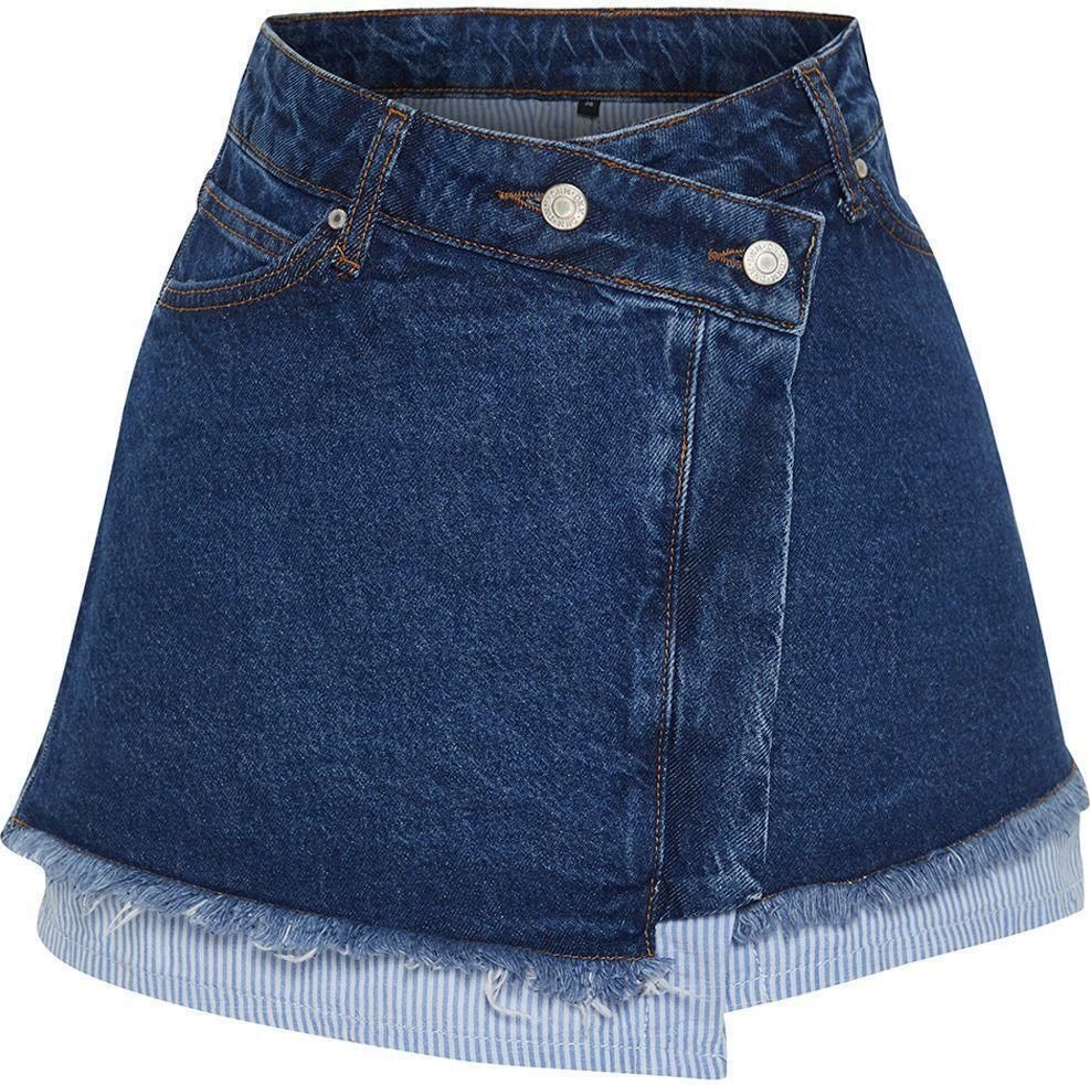 Moda Denim Düz Desen Günlük Mini Boy Limited Edition Etek