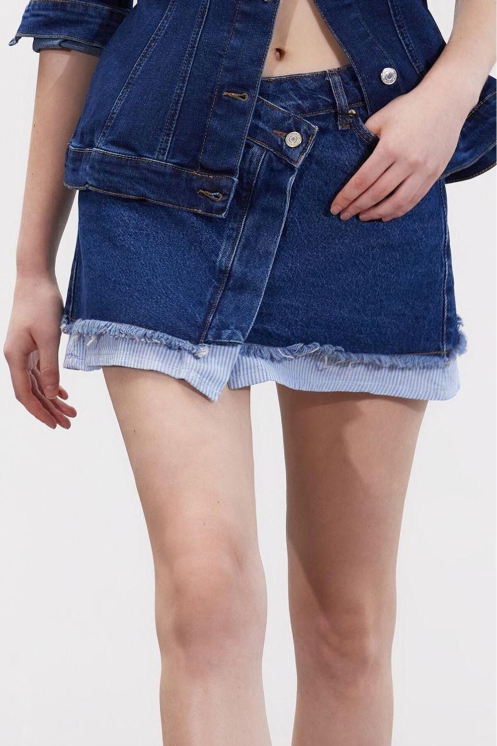 Moda Denim Düz Desen Günlük Mini Boy Limited Edition Etek
