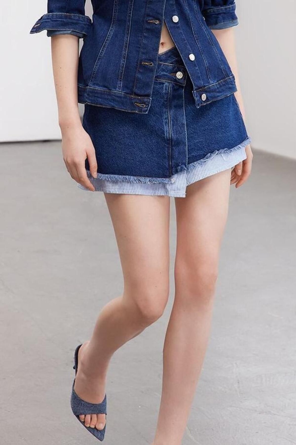 Moda Denim Düz Desen Günlük Mini Boy Limited Edition Etek