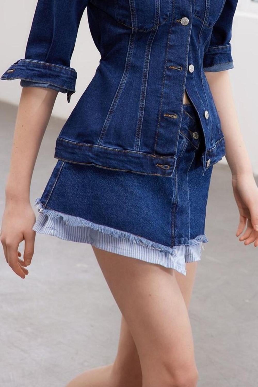 Moda Denim Düz Desen Günlük Mini Boy Limited Edition Etek