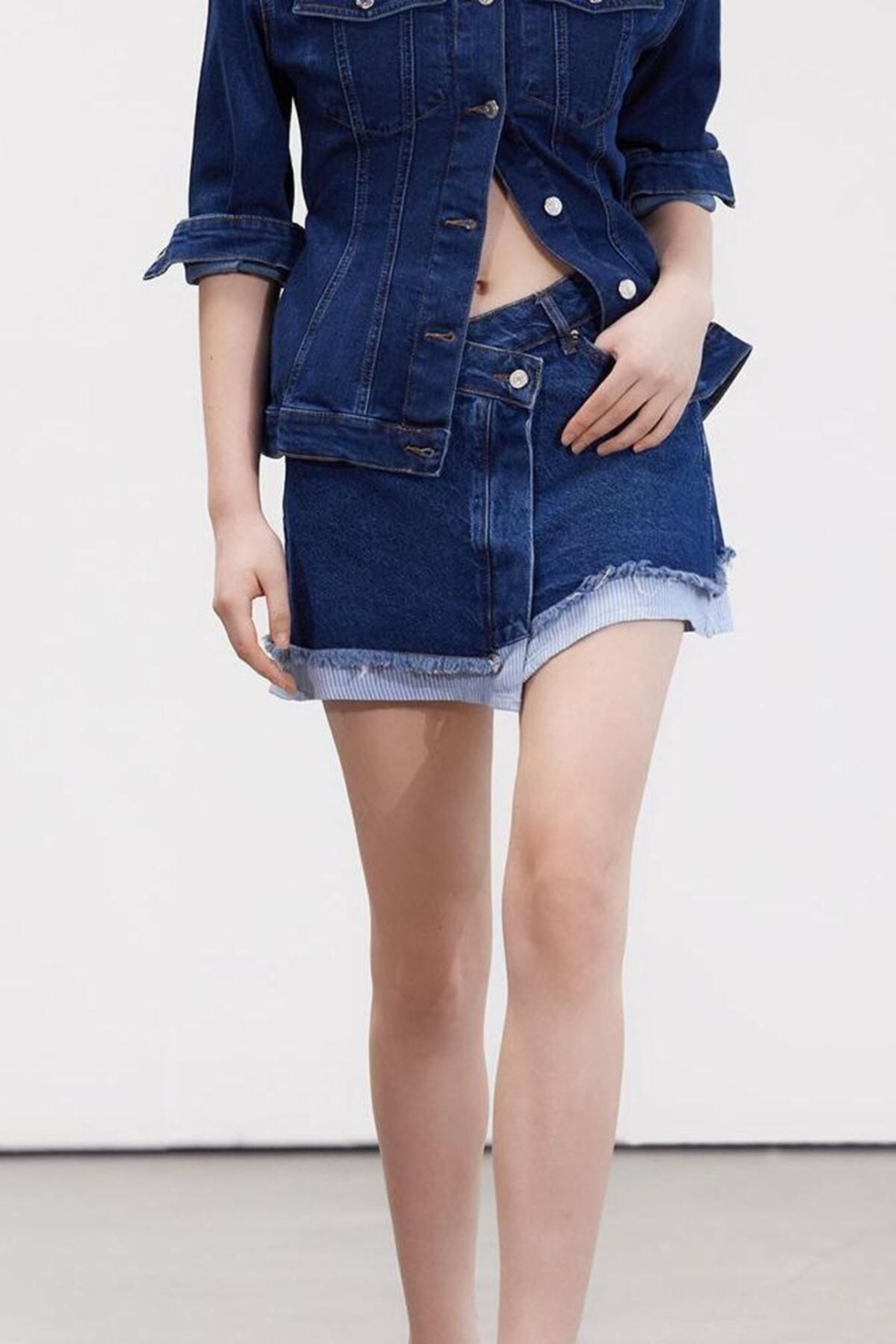 Moda Denim Düz Desen Günlük Mini Boy Limited Edition Etek