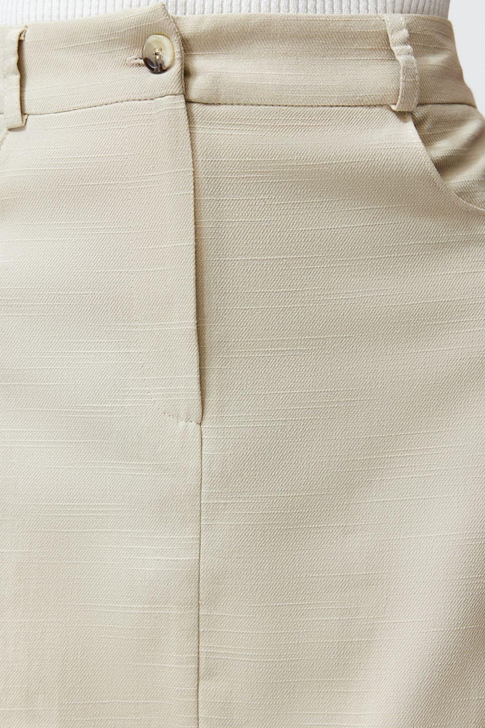 Moda Regular Düz Desen Günlük Mini Boy Eteği Fırfırlı Mini Boy Dokuma Keten Görünümlü Etek