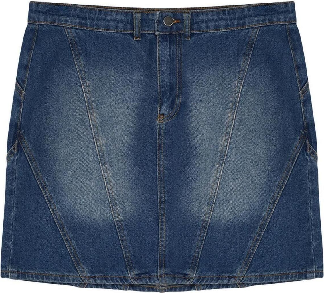 Moda Büyük Beden Regular Düz Desen Günlük Mini Boy Denim Büyük Beden Etek
