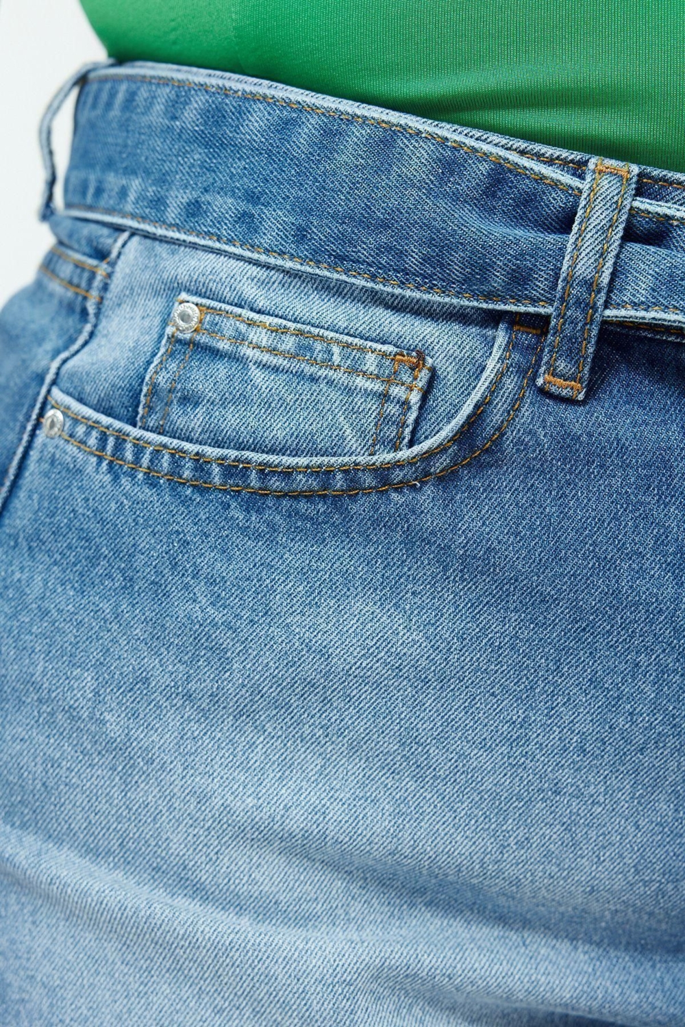 Moda Büyük Beden Regular Düz Desen Günlük Mini Boy Kemerli Mini Denim Etek