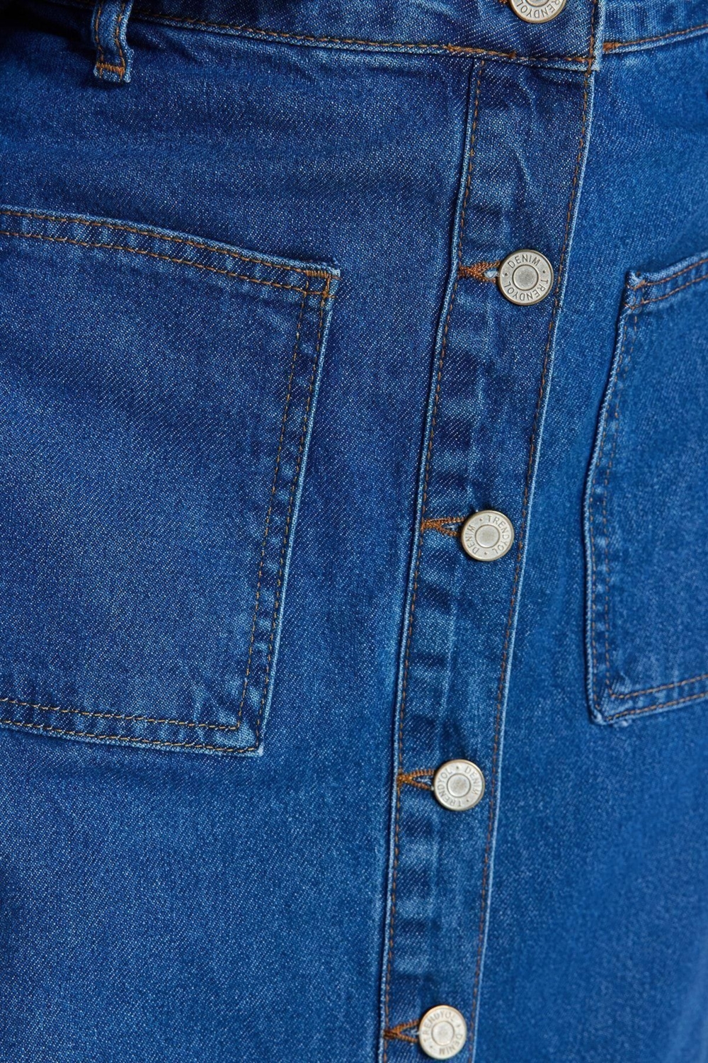 Kadın Önden Düğmeli Denim Maxi Etek Pamuk Casual Günlük Stil Hafta Sonu Yaz Aylarının Vazgeçilmezi