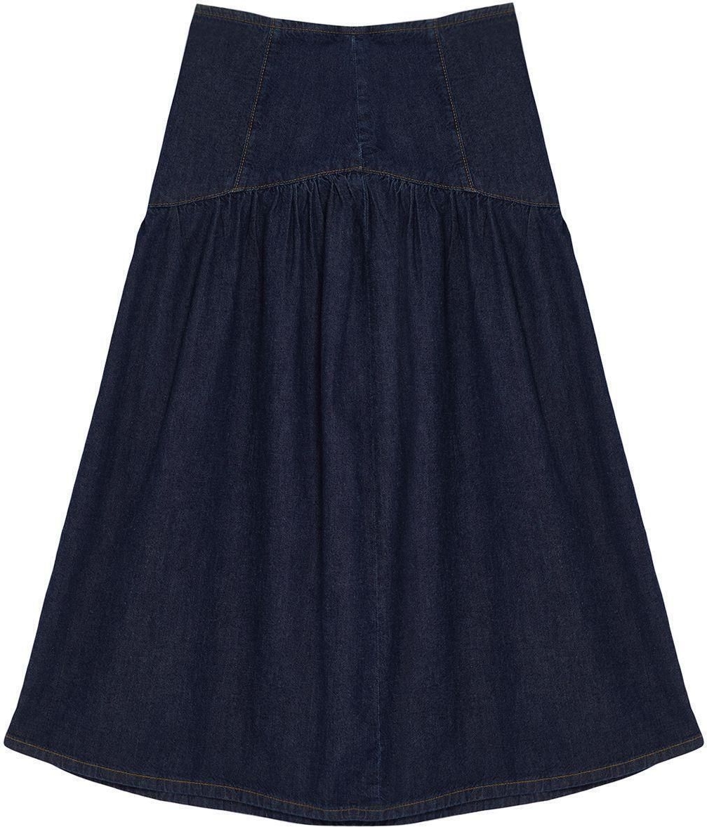 Moda Regular Düz Desen Günlük Midi Denim Etek