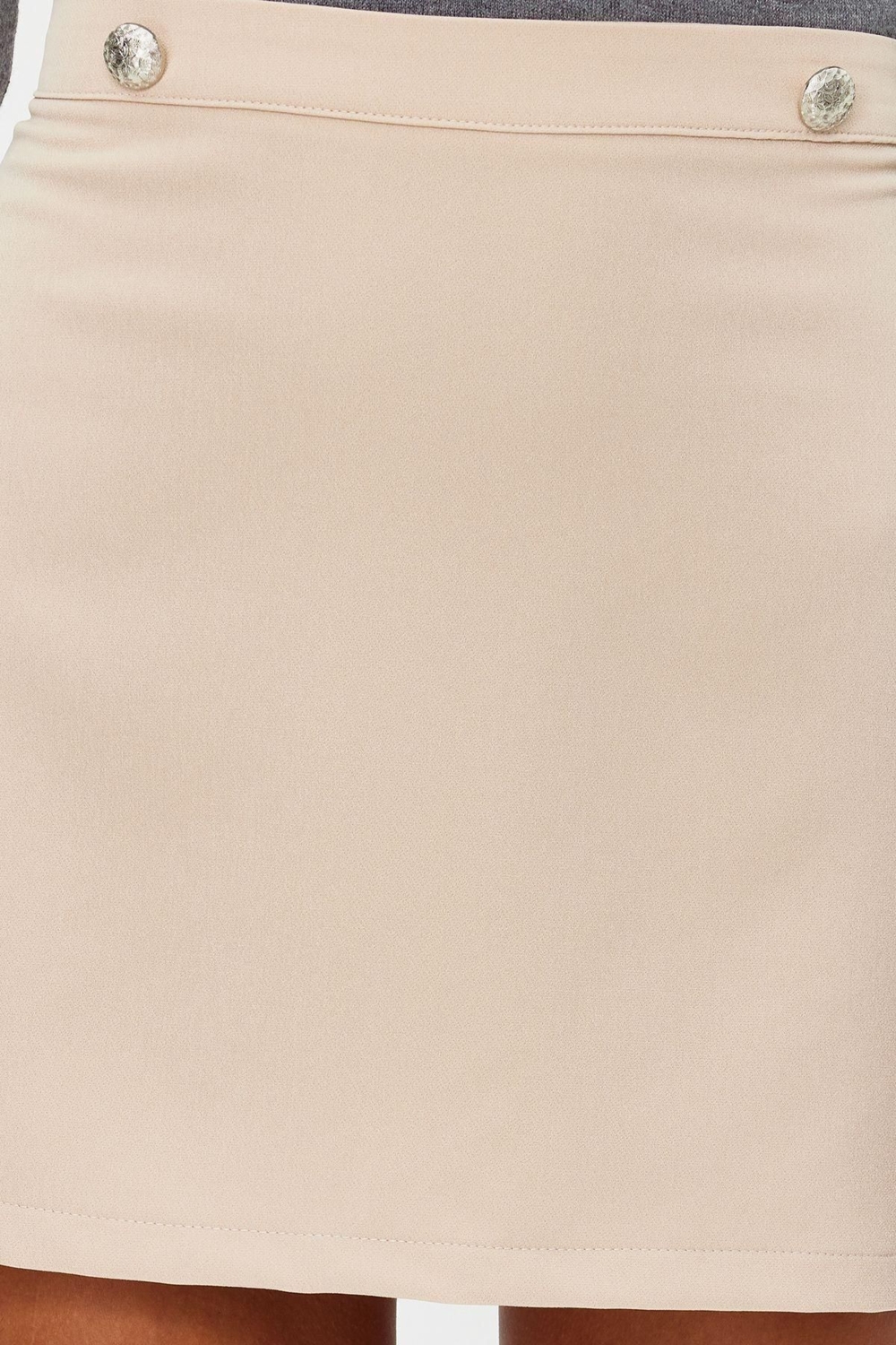 Moda A-line Düz Desen Günlük Mini Boy i Önden Düğme Detaylı A-line Düz Kesim Mini Boy Dokuma Etek