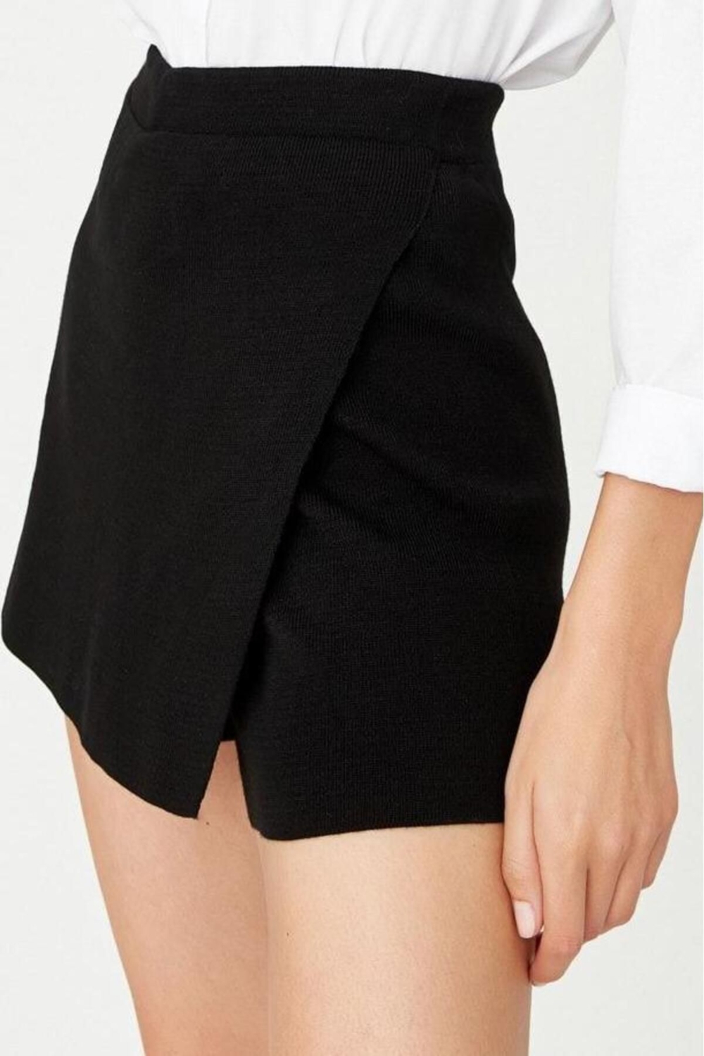 Moda Slim Düz Desen Günlük Mini Boy Vücuda Oturan Mini Şort Triko Etek