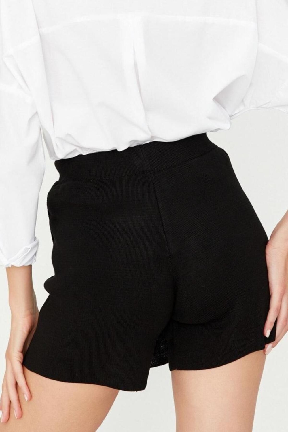 Moda Slim Düz Desen Günlük Mini Boy Vücuda Oturan Mini Şort Triko Etek
