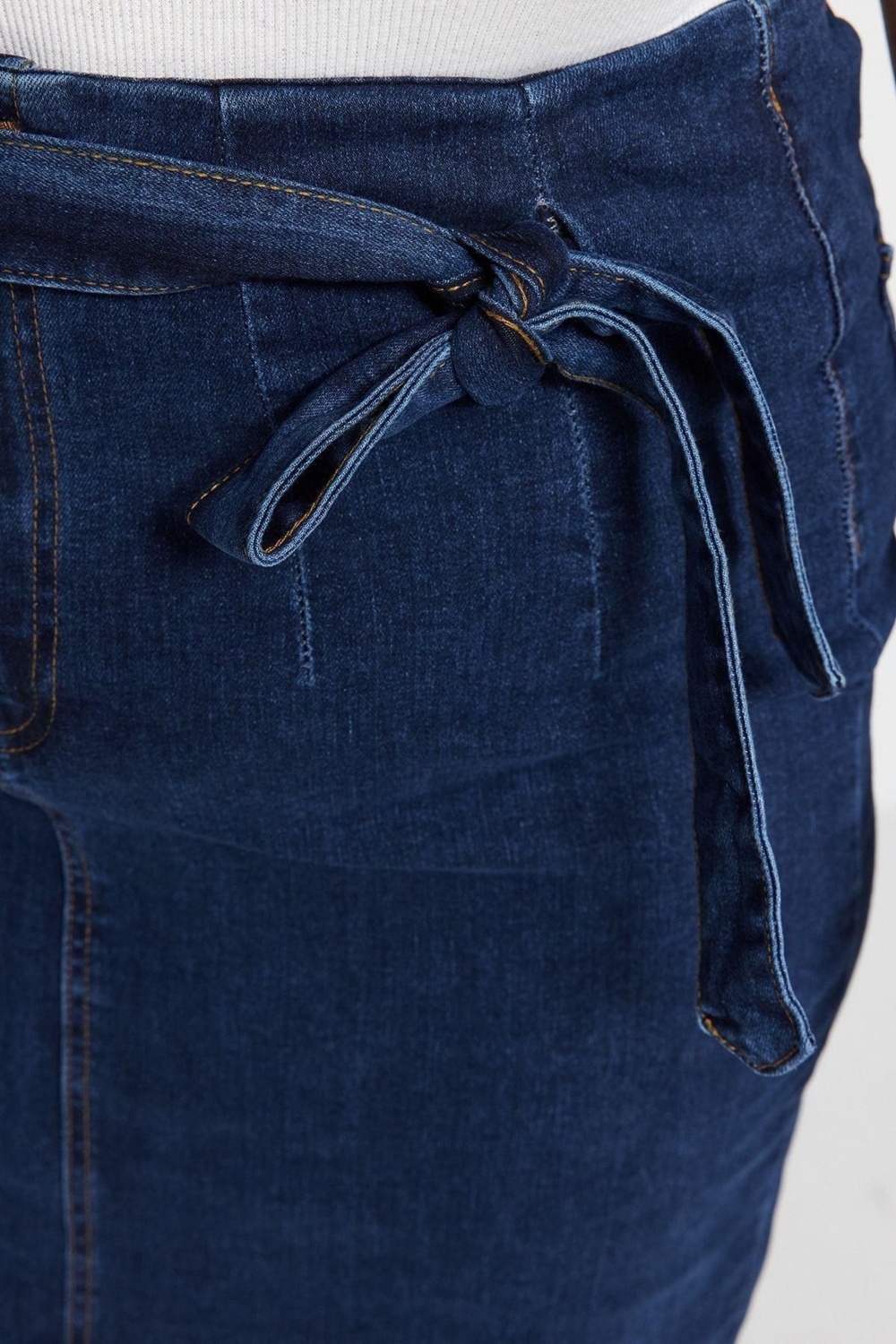 Moda Büyük Beden Yırtmaçlı Düz Desen Günlük Mini Boy Kuşaklı Yüksek Bel Yırtmaçlı Düz Etek