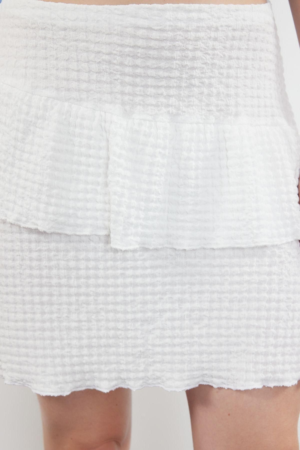 Moda Regular Düz Desen Günlük Mini Boy Premium Dokulu Eteği Fırfırlı Mini Esnek Etek