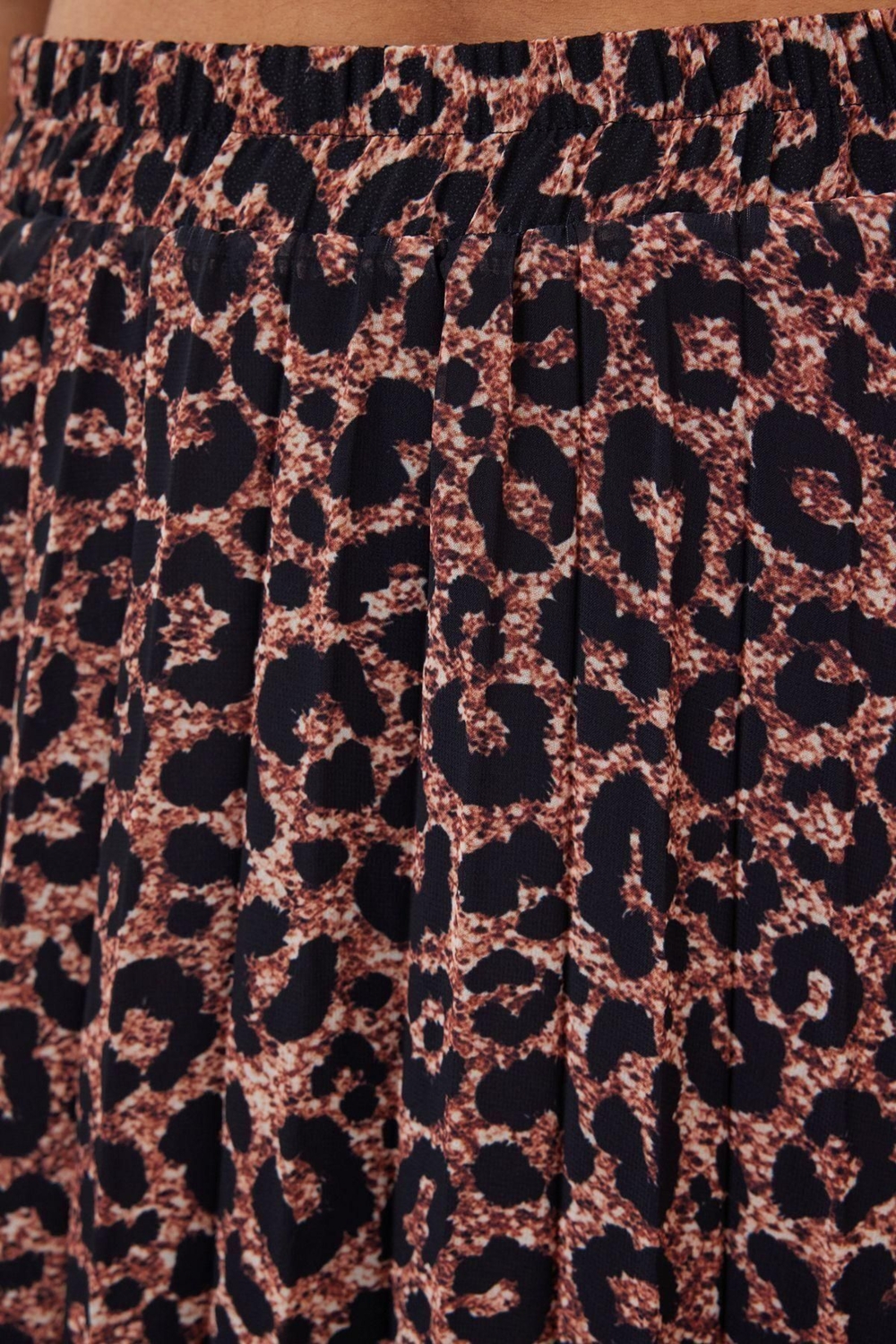 Moda Regular Baskılı Desen Günlük Maxi Boy Leopar Desenli Dokuma Etek
