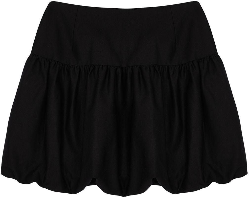 Moda Regular Düz Desen Günlük Mini Boy Balon Mini Boy Dokuma Etek