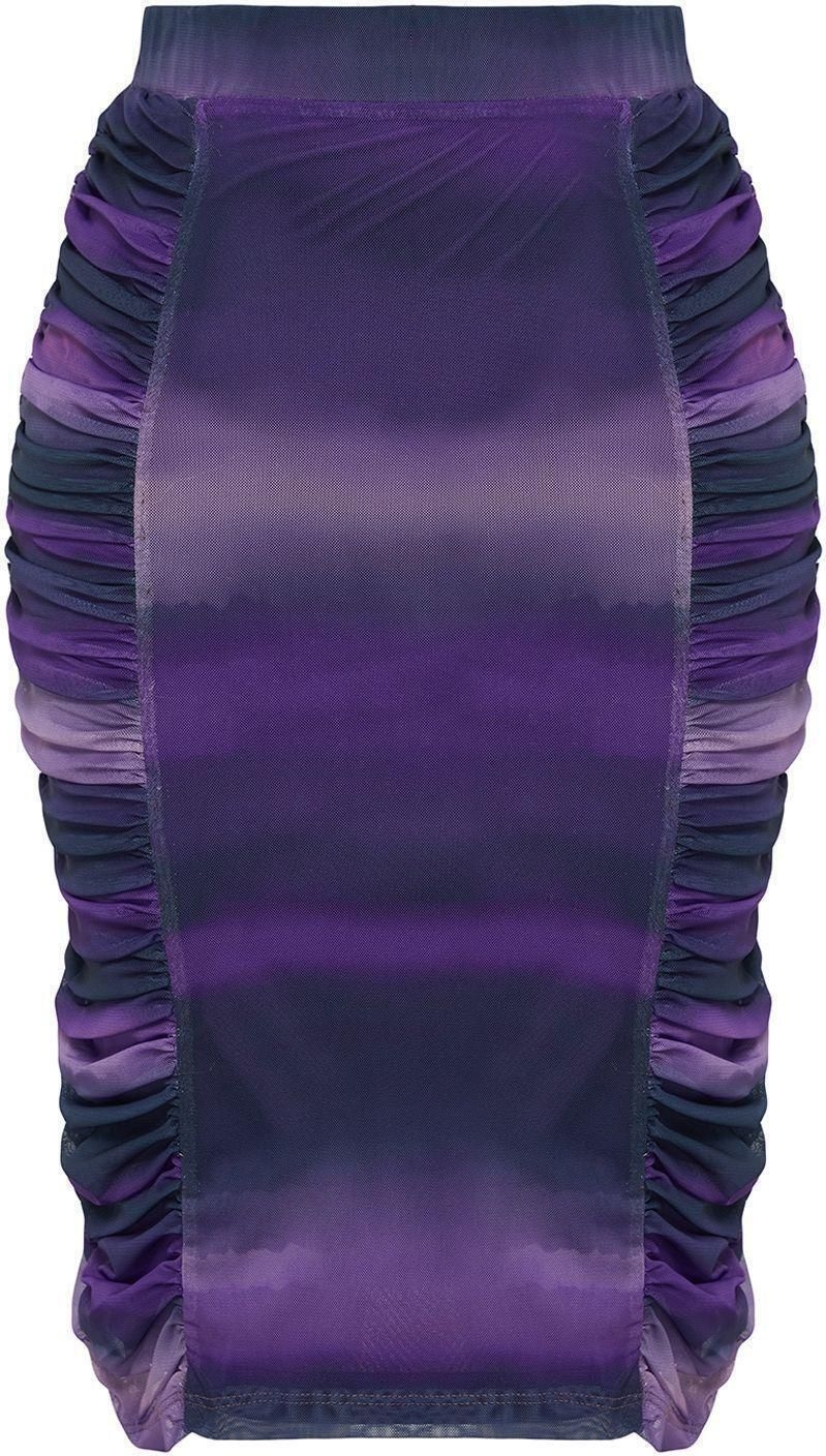 Moda Regular Soyut Desen Günlük Maxi Boy Tül Büzgülü Fitted Vücuda Oturan Midi Esnek Örme Etek