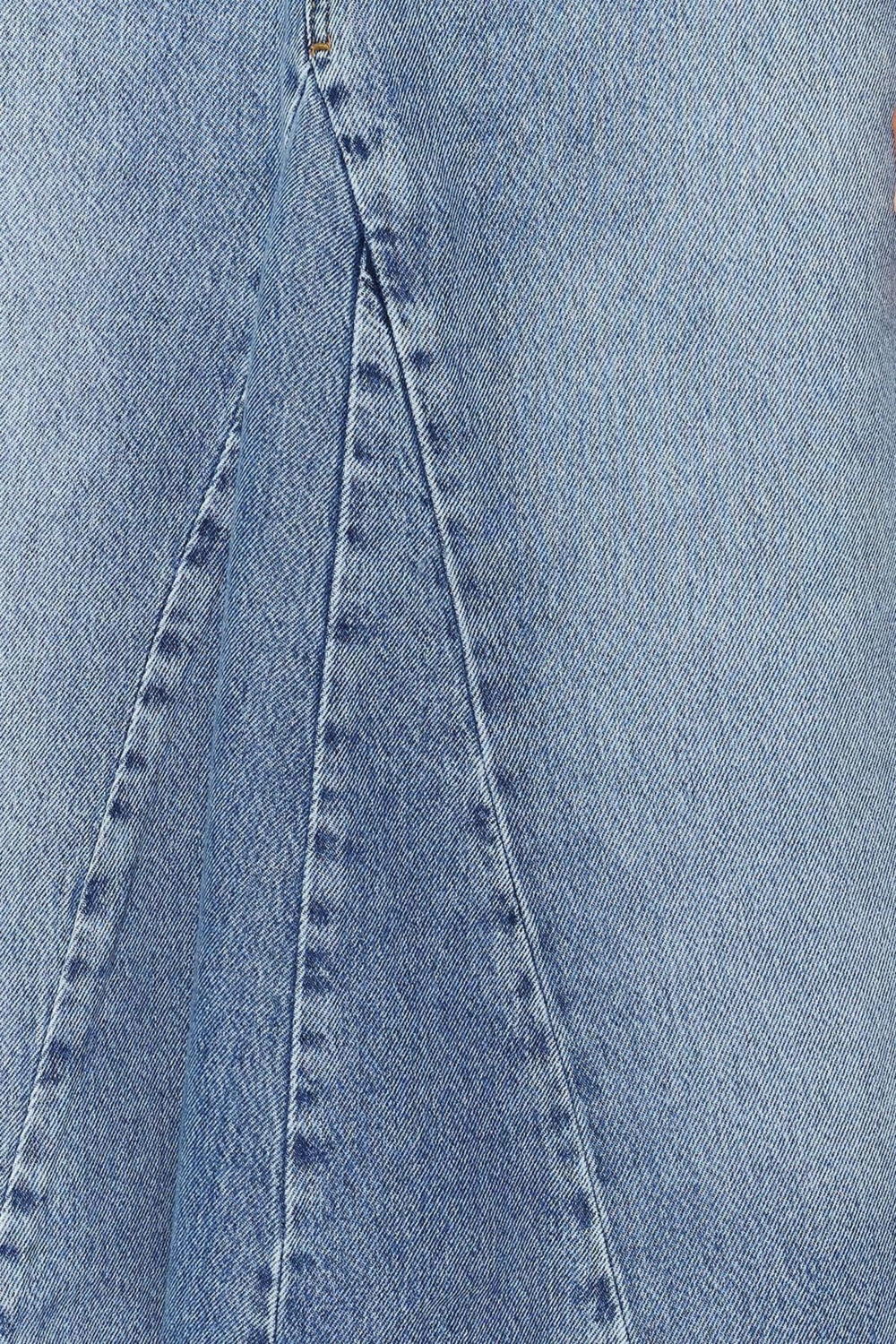 Moda Denim Düz Desen Günlük Maxi Boy Volanlı Dikiş Detaylı Yüksek Bel Maxi Denim Etek