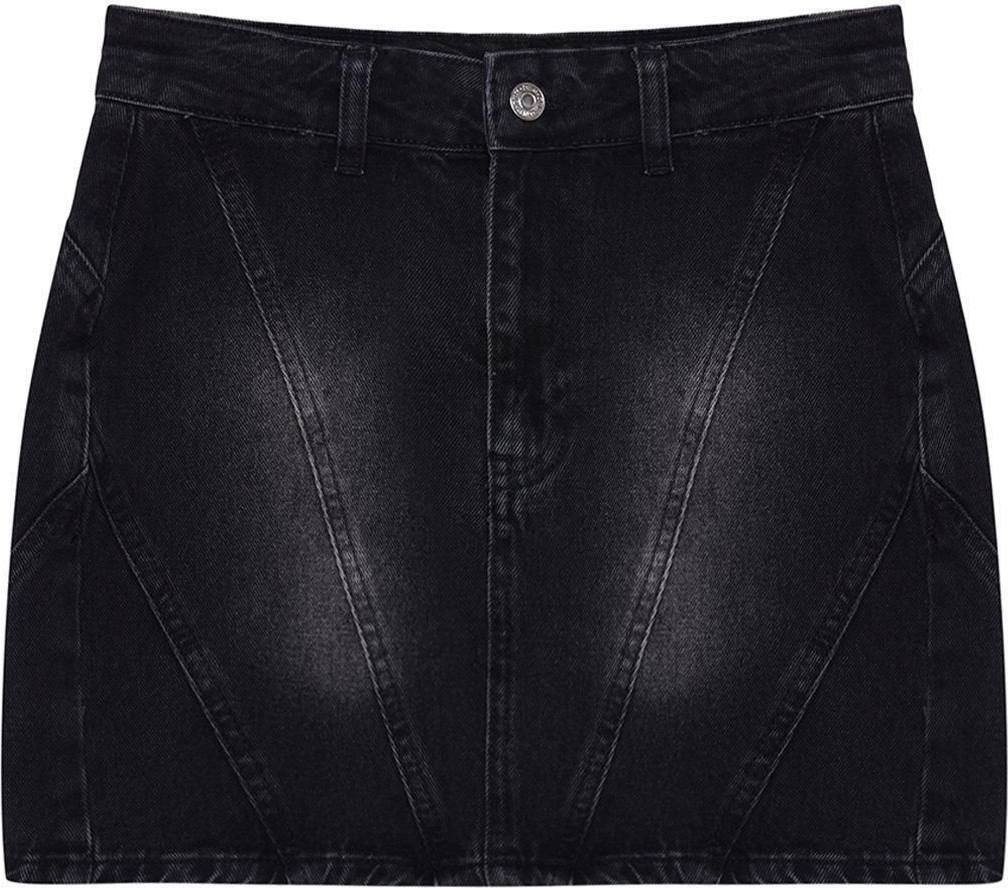 Kadın Pamuk Denim Mini Etek Yüksek Bel Soluk Efekt Günlük Kombinler İçin Dayanıklı Malzeme