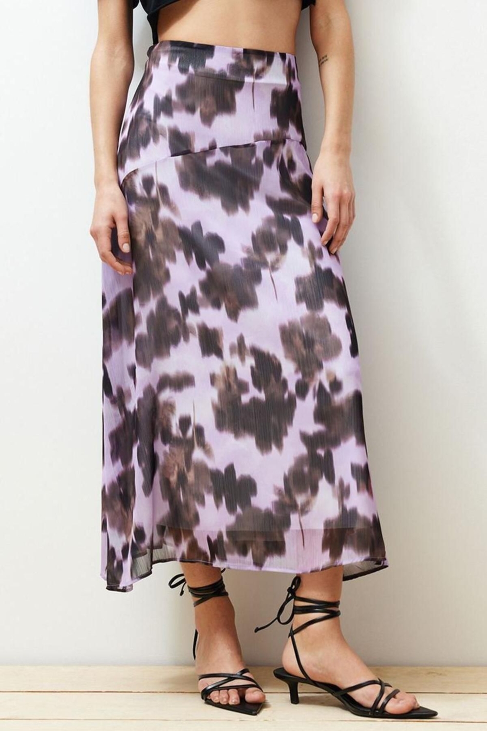 Moda Regular Batik Desen Günlük Midi Boy Desenli Şifon Kumaş A-line Midi Boy Dokuma Etek
