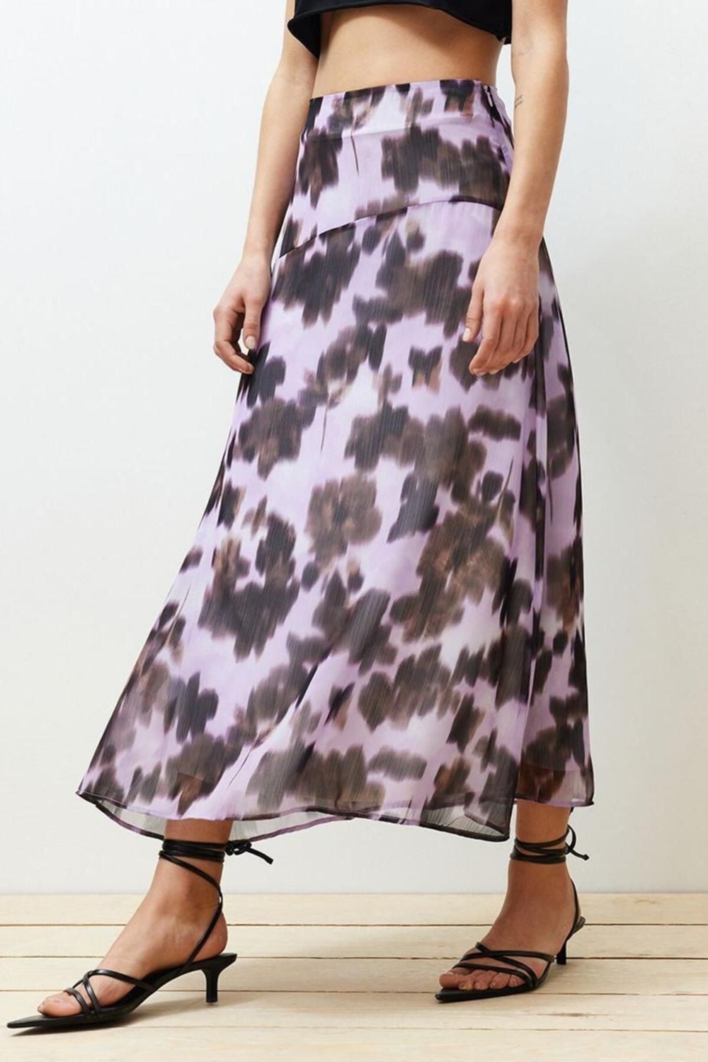 Moda Regular Batik Desen Günlük Midi Boy Desenli Şifon Kumaş A-line Midi Boy Dokuma Etek