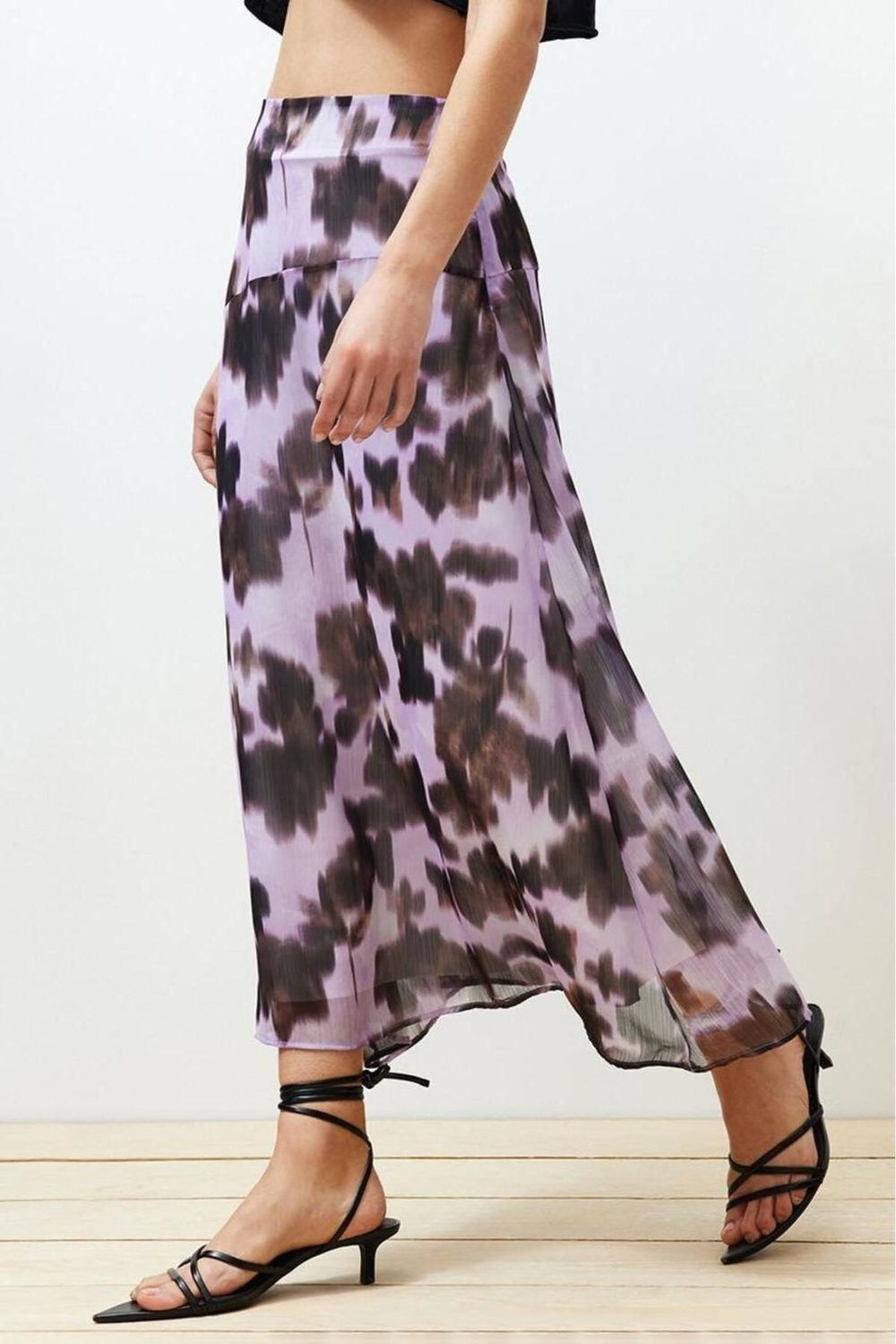 Moda Regular Batik Desen Günlük Midi Boy Desenli Şifon Kumaş A-line Midi Boy Dokuma Etek