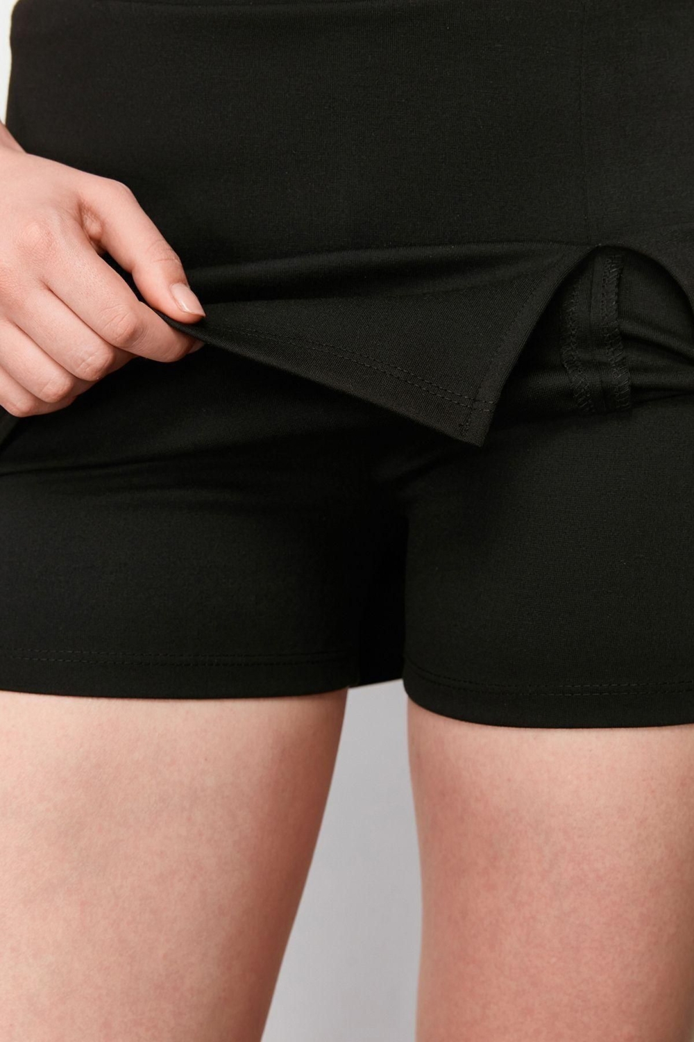 Moda Regular Düz Desen Günlük Mini Boy Esnek Mini Şort Etek