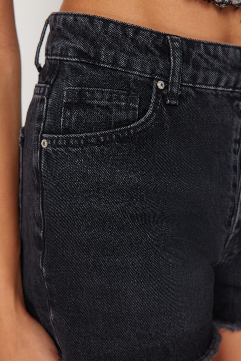 Büyük Beden Moda Denim Yüksek Bel Dar Paça Gündelik Siyah Solmayan Esnek Skinny Şort